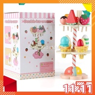 Sweet Treats Ice Cream Candy Fruit Desserts Tower stand Pretend Play Wooden Food Toy For Kid