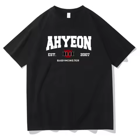 AHYEON EST 2007 T-shirts Kpop Band BabyMonster Printing Tee-shirt Girls WomenSummer Tshirt High Qual