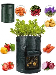 1pc 5-Gallon Garden Flower Planting Pot, Vegetable And Fruit Planting Bag With Lid And Handle, Infla