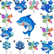 6 pcs Ocean Theme Balloon Inflatable Cartoon Shark Dolphin Seahorse Foil Balloons Wedding Baby Baby Shower Kids Undersea Birthday Party Decorations Kids Toys