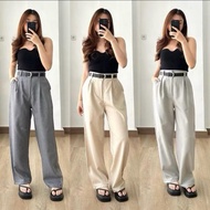 [FREE BELT] Sora Pants Long Pants SemiwoolWanita FREE BELT