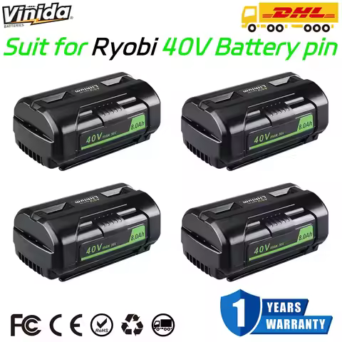 VINIDA OP4040A1 36V/40V 1/2/4Pack 8.0Ah Lithium Battery Replace for Ryobi OP4040 OP4026 OP4050A Tool