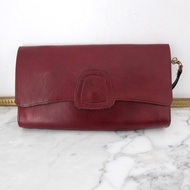 法國復古酒紅色皮袋連皮手套