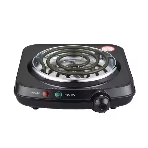 Single Coil Electric Burner and Hot Plate, 1100W, Black
