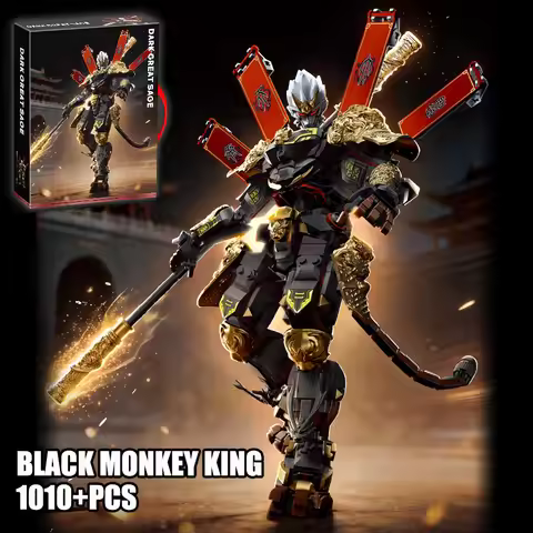 Creative MOC 1010pcs Mechanical Black Monkey King Model Building Blocks DIY Black Wukong Mecha Brick
