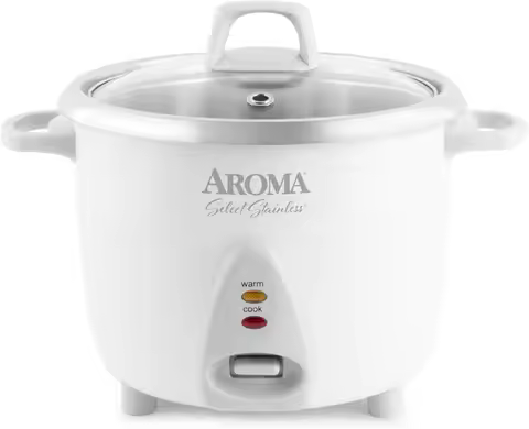 Housewares Select Stainless Rice Cooker & Warmer with Uncoated Inner Pot, 14-Cup(cooked) / 3Qt, ARC-