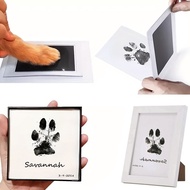 Dog Footprint Ink Pad Pet Clean Touch Ink Pad Cat Footprint Inkless Stamp with White Photo Frame