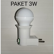 1 SET 3W complete - 3 WATT LAMP + LAMP FITTING.