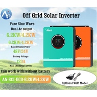 6.2KW MPPT Hybrid Solar Inverter 48V Hybrid Inverter 220Vac Off Grid Pure Sine Wave Inverter with 12