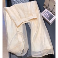 Chuan Chuan Chuan Women's Casual Pants Wide Model High Waist Made of Elegant and Elegant Mesh