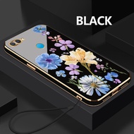Case hp For OPPO A7 A7n A7x A8 Flower Beautifulbiru Drop-Resistant Casing
