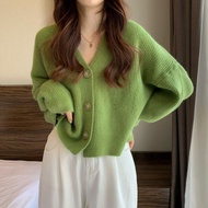Loose and lazy style jacket V-neck knitted sweater autumn long sleeved sweater宽松慵懒风外套2024年V领针织衫秋季长袖毛衣开衫女上衣24.3.12