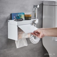 NEW🍓Black/White Paper Towel Holder Hand Held Type Bidet Shower Set Bathroom Mixer Portable Bidet Spray Toilet Gun Paper