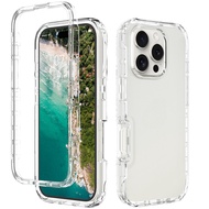 For iPhone 16/16 Pro/16 Plus/16 Pro Max Case 2 in 1 Fully Transparent Thickened Drop-Resistant Phone