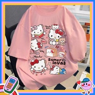Hello Kitty Print Oversized Cotton T-Shirt - S to 8XL