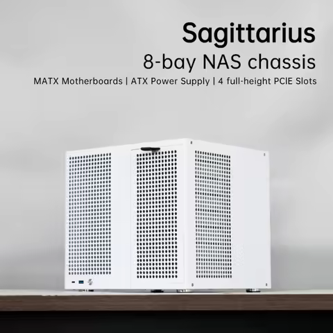 Sagittarius 8-bay NAS Chassis Case, Supports MATX Motherboards | ATX Power Supply | Four Full-height