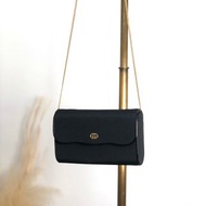 【 日本直送 名牌中古包 】GUCCI 古馳 側背包 黑色 Interlocking 尼龍 鍊條 vintage 古董 c5t5sp