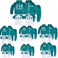 Ready Stock Squid Game 218 Kids Jacket +T-shirt + Trousers (3Pcs Sets) Boys and Girls Clothing Print