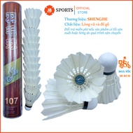 XD107 Wooden Base Feather Shuttlecock Box (12 Balls), Duck Feather Shuttlecock, White Feather Shuttl