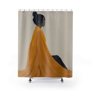 Girl in Yellow Kimono Dress, Art Deco shower Curtain, Japanese girl, Gift for Daughter, Birthday Gif