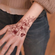 1pc Y2K Red Floral Vine & Leaf Temporary Tattoo, Waterproof & Sweat-Proof, Suitable For Daily Use By