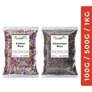 COLOUR RICE TOPPING/ CHOCOLATE RICE/ GOLD RICE TOPPING/ SPRINKLES 100GM, 500GM, 1KG