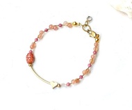 橙月光太陽石 紅紋石 閃靈鑽原石 金太陽貔貅黃銅手鍊 客製化