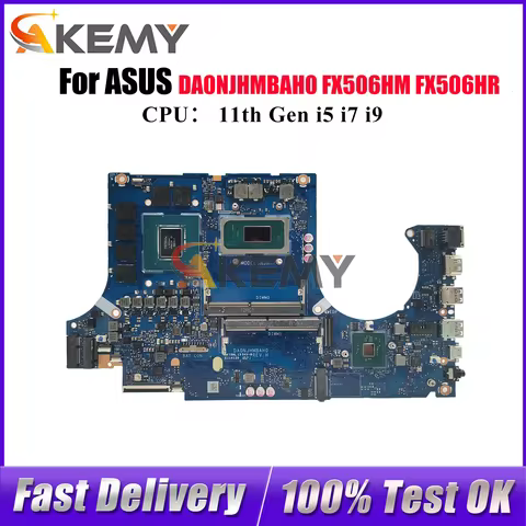 DA0NJHMBAH0 Laptop Motherboard For ASUS TUF Gaming FX506H FX506HM FX506HR Mainboard W/ 11th Gen i5 i