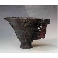 精雕瑞獸牛角杯  黃楊木 工藝禮品創意家居裝飾品木雕擺件家居客廳招財紅木雕刻 擺設飾品木雕家居裝飾品圓盤擺件商務送禮開業喬遷工藝品  花瓶陶瓷工藝品擺設批發景德鎮陶瓷花瓶琺瑯彩瓷 木雕招財開拓牛擺件烏