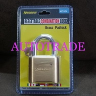 Padlock Krisbow Resettable Lock Brass Number 4 Number Combination MC504