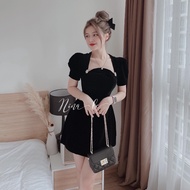 [A089] Đầm NHUNG 2 màu đính HOA TUYẾT dáng chữ A siêu xinh - L2M