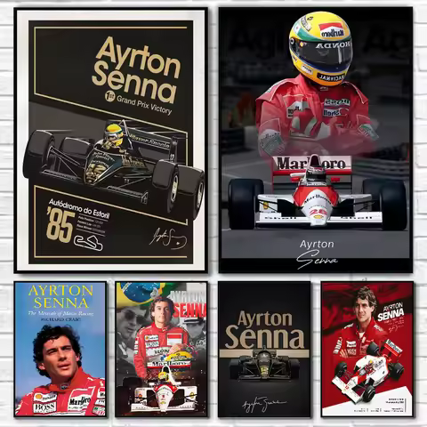 Ayrton Senna Classic Vintage Poster Self-adhesive Art Waterproof Paper Sticker Coffee House Bar Room