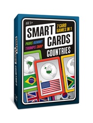 100 PICS Smart Cards Countries, 7 Games in 1, Pairs, Snap, Trumps, Rummy, Memory Quiz, Learn Facts, 