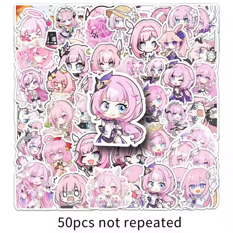 10/50pcs Anime Game Honkai Impact 3rd Elysia Kawaii Cartoon Expression Stickers Phone Suitcase Skate