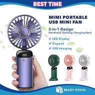 MiMi Portable USB Mini Fan Adjustable Mini Fan Cooling Fan 5 Speed Rechargeable Handheld Fan with Led Display Kipas Mini