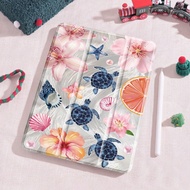 กรณี iPad สำหรับเต่าและดอกไม้ ที่เข้ากันได้กับ Apple iPad Air 11 (2025 M2) / iPad 11th Gen 11" (A16 