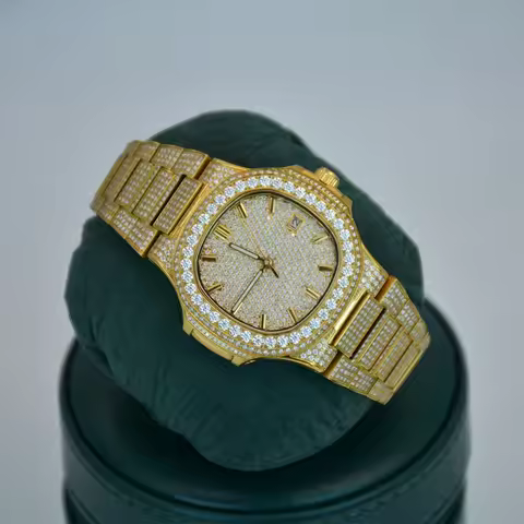 Men's Luxury Diamond Watch Sapphire Fiberglass Nishitetsu Mechanical Movement Ice Out Flash Watch