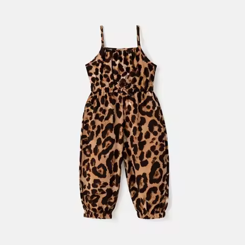 PatPat Girls Leopard Print Bow Design Strapless Romper Jumpsuit