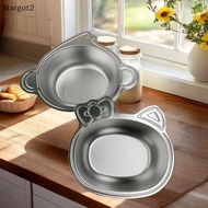 [Mrg] Children Cute Monkey Cat Bowl Stainless Steel Dinner Bowl Kid Salad Bowl Kindergarten Food Pla