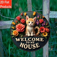 2D HELLOYOUNG Welcome Sign Cute Cat House Wall Decor