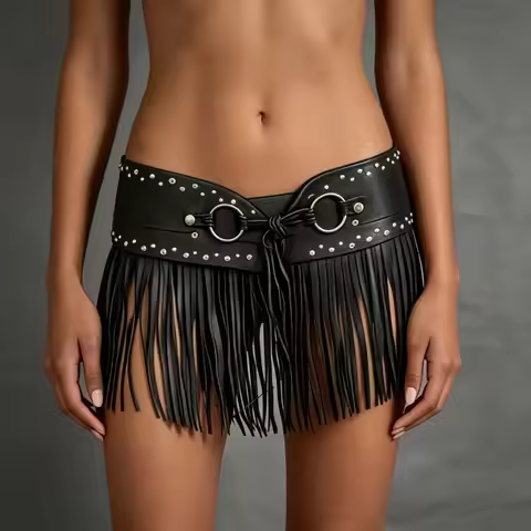 Punk Rivet Waist Cincher Belt for Women Wide Elastic Corset Belt with Metal Studs Grunge Fashion Acc