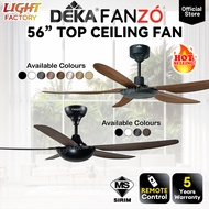 🔥SIRIM🔥DEKA F5DC PRO | FANZÓ TURBO HUNTER 5 Blades 56" Remote Control Top DC Ceiling Fan Kipas Silin