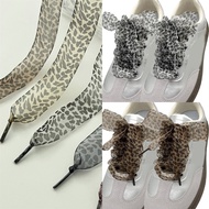DO Wide Flat Organza Shoelaces 140cm Leopards Prints Shoe Lace for Adults Kids Trainers Sneakers Str