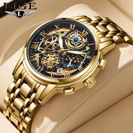 LIGE Mens Watch Top Brand Luxury Chronograph Quartz Watch Waterproof Sports Watch Fashion Design Rel
