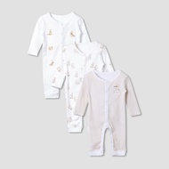 Babyshop Juniors Baju Anak Laki-laki Bunny Print Sleepsuit with Long Sleeves - Set of 3 - White Ligh
