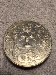 英国1977年女王登基25周年25便士克朗纪念币38mm