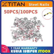 XTITAN 50PCS/100PCS Mini Manual Steel Nails Gun Round Nail Pipe Clamp Nail Steel Rivet Gun Nail Tufting Gun Nail Wire Fastening Nail Concrete Rivet Tool Wall Anchor Pipe Wood Wall Tool Anchor Wire Slotting Device Ceiling Artifact Nail Puncher