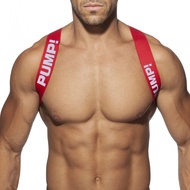 PUMP Elastic Band Harness Men Gay Sexy Shoulder Straps Chest Muscle Halter Fitness Belt Club Party Costume Men Bodysuite Gay Clubwear PU5514