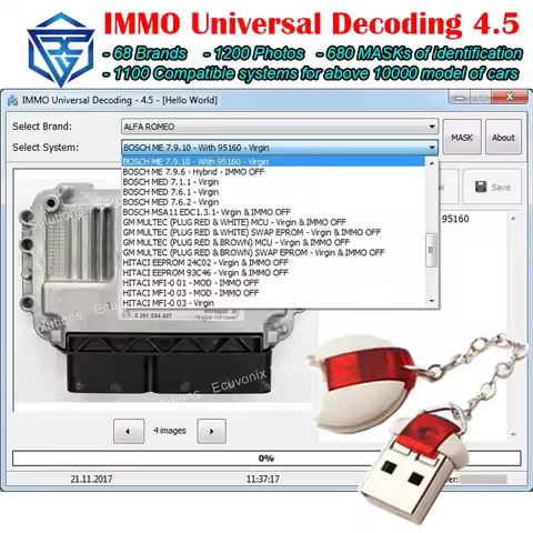 IMMO Universal Decoding 4.5 IMMO off Software Dongle Remove IMMO Code of ECU Repair IMMO Code for ED