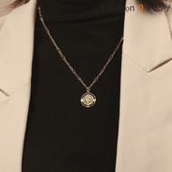 Gold Medallion Choker Necklace with engraved round face HALLA DC101